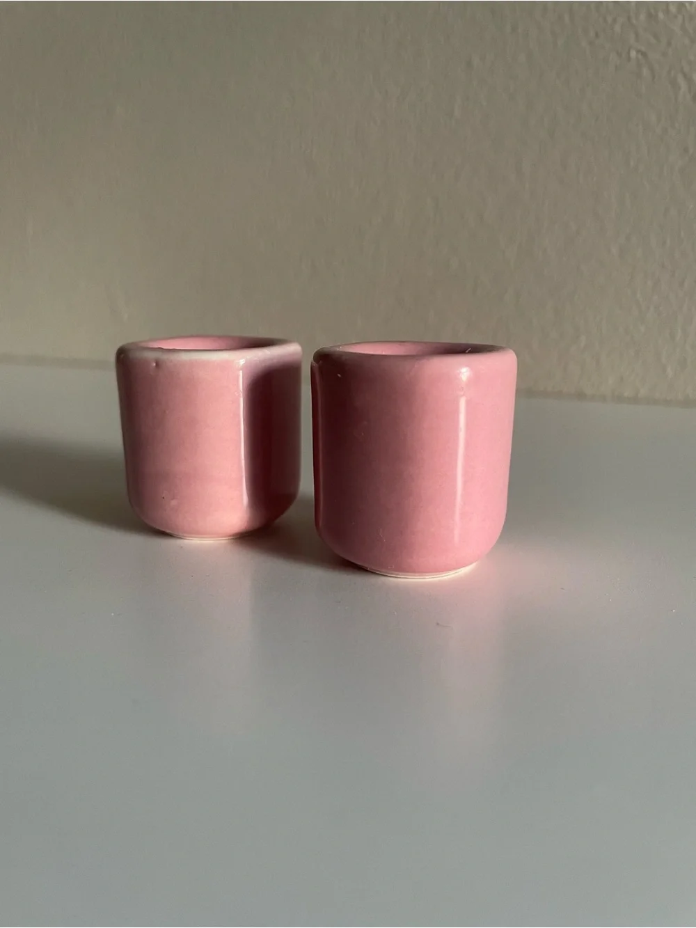 Pink Ceramic Taper Candle Holders